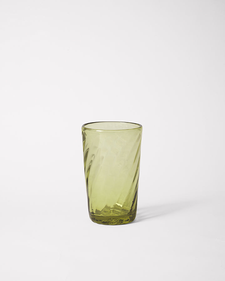 Green Murano glass with swirl detail.
