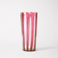 Large striped handmade Murano glass in pink. 