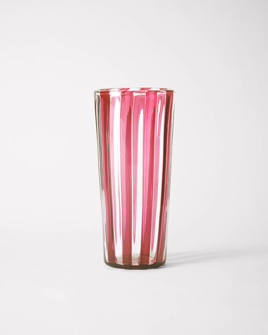 Large striped handmade Murano glass in pink. 