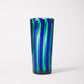 Large striped handmade Murano glass in blue and green.