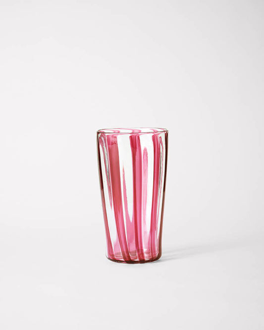 Small striped handmade Murano glass in pink. 