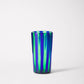 Small striped handmade green and blue Augusta Glass made in Murano.