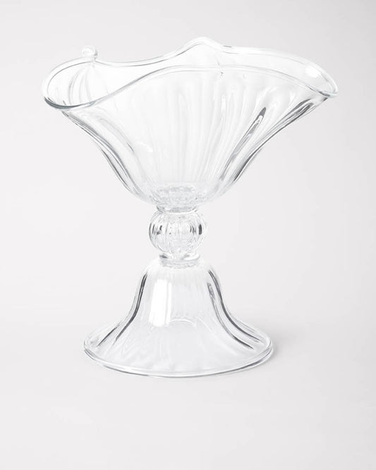 Large mouth blown clear vase made in Murano.